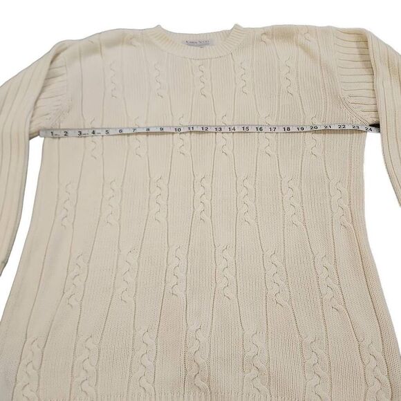 Karen Scott Men's Ivory Cable Knit Crew Neck Pullover Sweater Size Medium - Picture 5 of 11